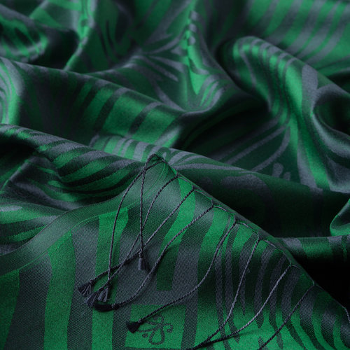 Emerald Green Zebra Jacquard Silk Scarf