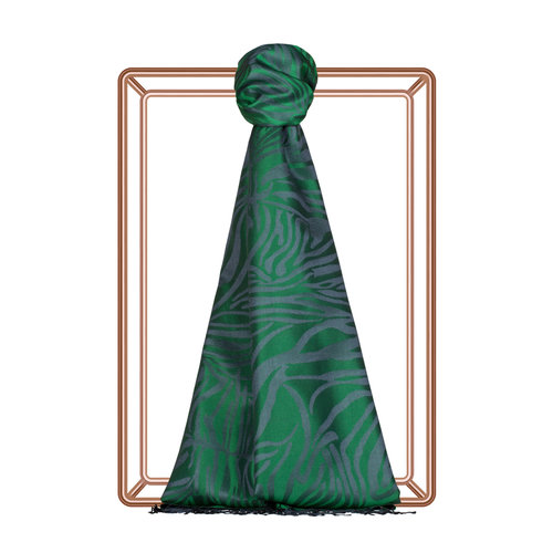 Emerald Green Zebra Jacquard Silk Scarf