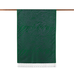 ipekevi - Emerald Green Zebra Jacquard Silk Scarf (1)