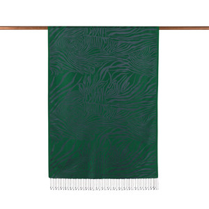 Emerald Green Zebra Jacquard Silk Scarf - Thumbnail