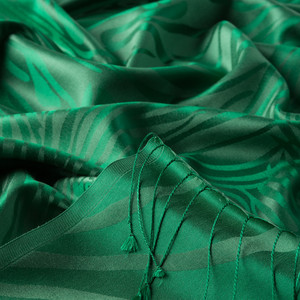 Emerald Green Zebra Jacquard Silk Scarf - Thumbnail