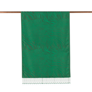 Emerald Green Zebra Jacquard Silk Scarf - Thumbnail