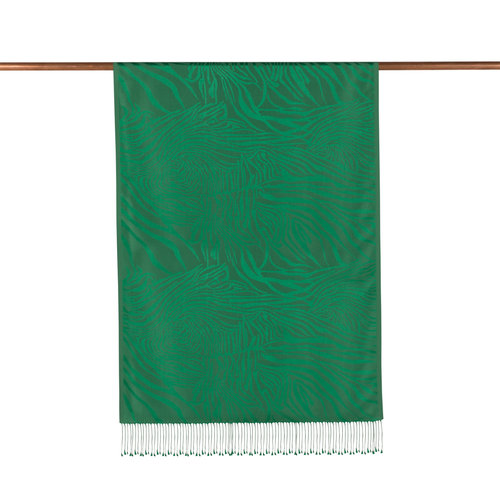 Emerald Green Zebra Jacquard Silk Scarf