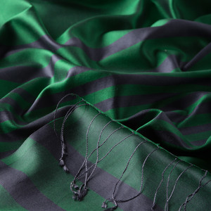 Emerald Meridian Striped Silk Scarf - Thumbnail
