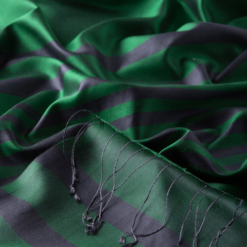 Emerald Meridian Striped Silk Scarf