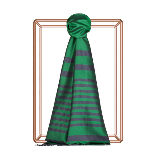 Emerald Meridian Striped Silk Scarf
