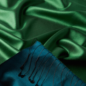 Emerald Petrol Reversible Silk Scarf - Thumbnail