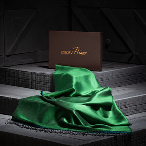 Emerald Petrol Reversible Silk Scarf - Thumbnail