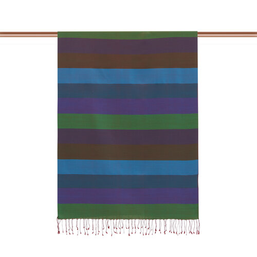 Emerald Plum Block Striped Reversible Silk Scarf