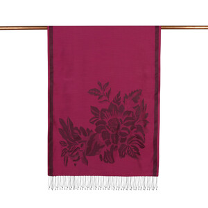 شال حرير جاكار ورود لون أرجواني - Thumbnail