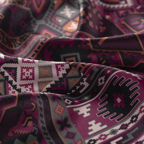 Erguvan Sihirli Halı Saten İpek Mendil 