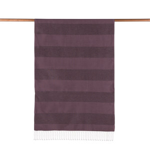 Fig Purple Block Lurex Striped Silk Scarf - Thumbnail