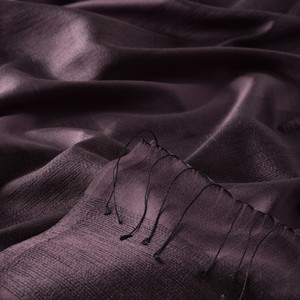 Fig Purple Block Lurex Striped Silk Scarf - Thumbnail
