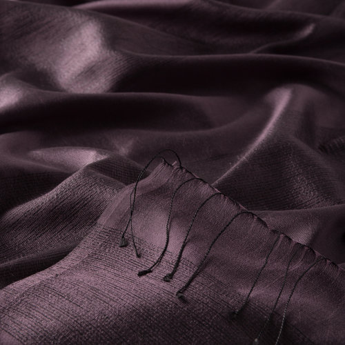 Fig Purple Block Lurex Striped Silk Scarf
