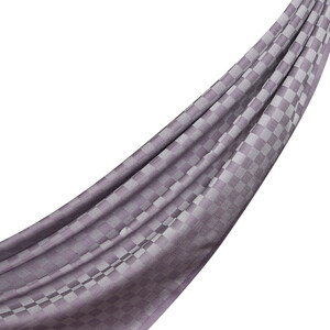 Fig Purple Checkered Cotton Silk Scarf - Thumbnail