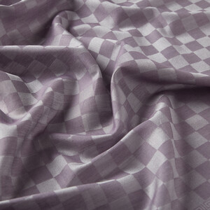 Fig Purple Checkered Cotton Silk Scarf - Thumbnail