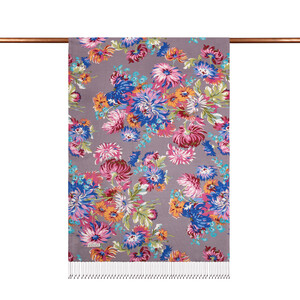 ipekevi - Fig Purple Chrysanthemum Print Silk Scarf (1)