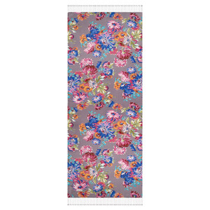 Fig Purple Chrysanthemum Print Silk Scarf - Thumbnail