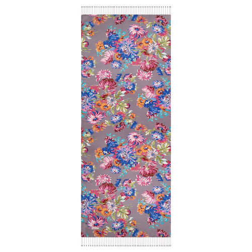 Fig Purple Chrysanthemum Print Silk Scarf