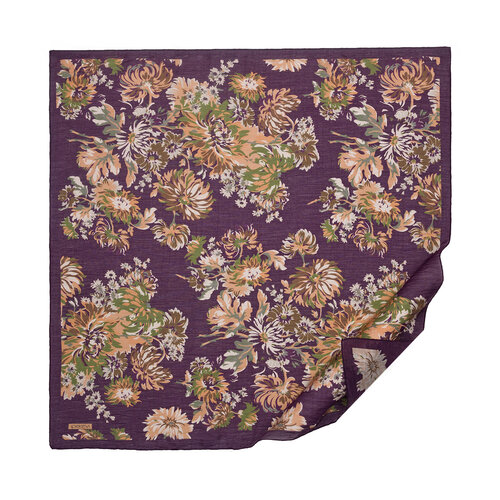 Fig Purple Chrysanthemum Print Tencel Scarf