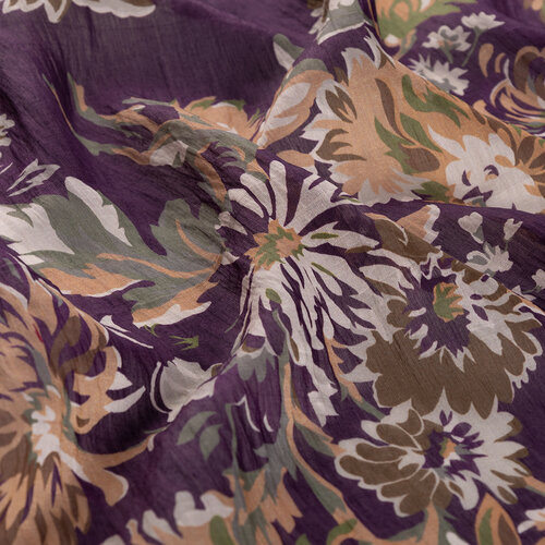 Fig Purple Chrysanthemum Print Tencel Scarf