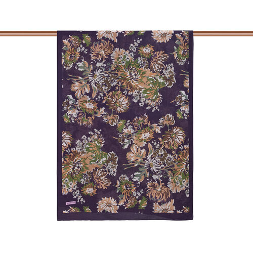 Fig Purple Chrysanthemum Print Tencel Scarf