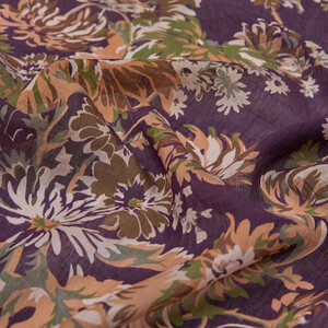 Fig Purple Chrysanthemum Print Tencel Scarf - Thumbnail