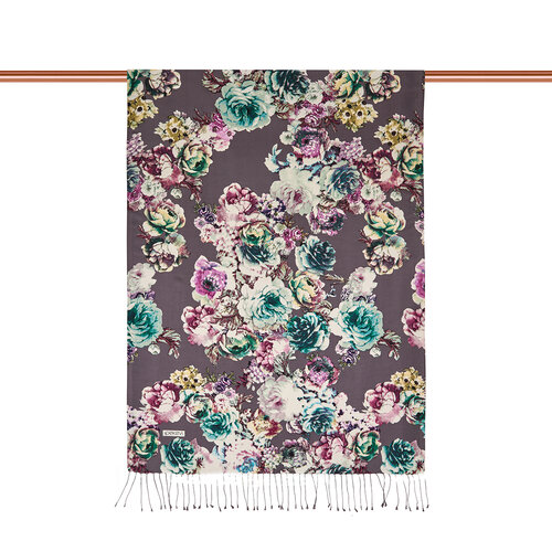 Fig Purple Fleur Print Silk Scarf