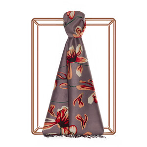 ipekevi - Fig Purple Freesia Print Silk Shawl