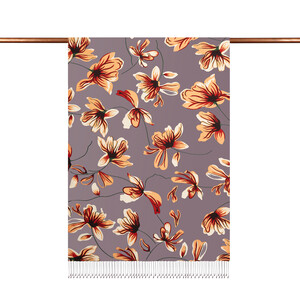 ipekevi - Fig Purple Freesia Print Silk Shawl (1)