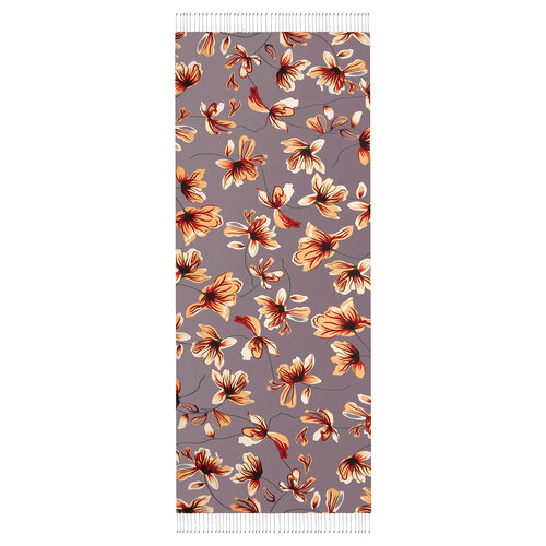 Fig Purple Freesia Print Silk Shawl