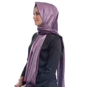 Fig Purple Lady Lurex Silk Scarf - Thumbnail