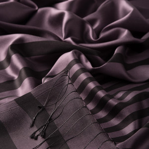 Fig Purple Meridian Striped Silk Scarf - Thumbnail