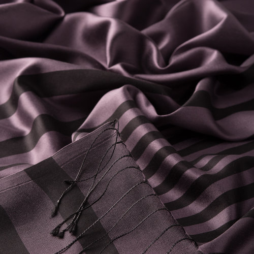 Fig Purple Meridian Striped Silk Scarf