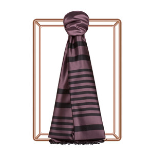 Fig Purple Meridian Striped Silk Scarf - Thumbnail