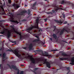 Fig Purple Spring Flowers Cotton Scarf - Thumbnail