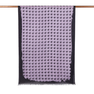 Fig Purple Stylized Houndstooth Patterned Scarf - Thumbnail