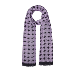 Fig Purple Stylized Houndstooth Patterned Scarf - Thumbnail