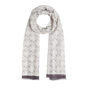 Fig Purple Typo Monogram Cotton Silk Scarf - Thumbnail