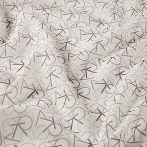 Fig Purple Typo Monogram Cotton Silk Scarf - Thumbnail