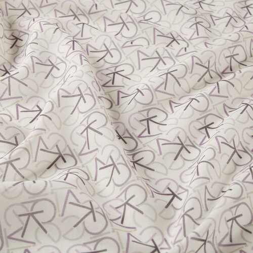 Fig Purple Typo Monogram Cotton Silk Scarf