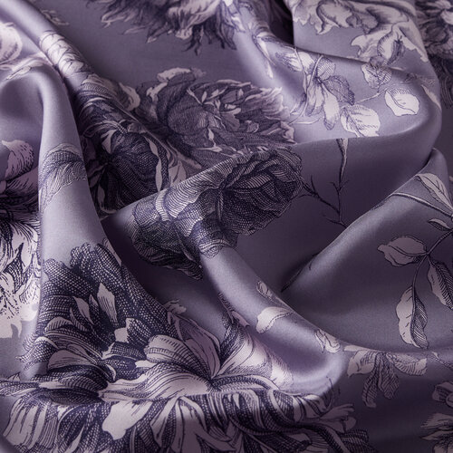 Fig Purple Vintage Garden Print Silk Twill Scarf