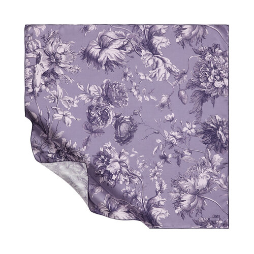 Fig Purple Vintage Garden Print Silk Twill Scarf