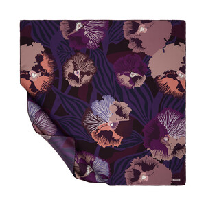 Fig Purple Violet Patterned Twill Silk Scarf - Thumbnail