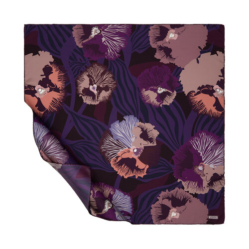 Fig Purple Violet Patterned Twill Silk Scarf