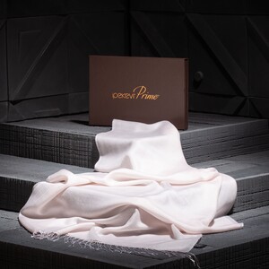 ipekevi - شال كشمير وحرير فاخر رقيق لون عاجي