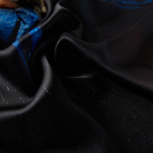 Fire In The Evening Satin Silk Scarf - Thumbnail