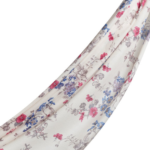Flower Crown Print Cotton Silk Scarf Model 03