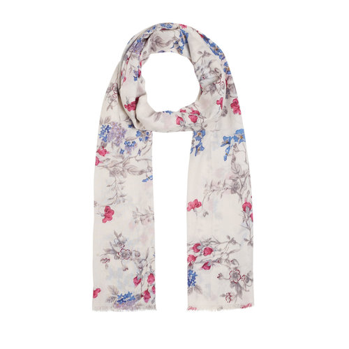 Flower Crown Print Cotton Silk Scarf Model 03
