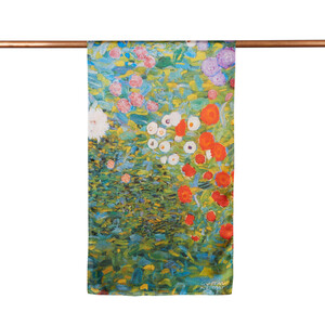 Flower Garden Satin Silk Scarf Scarf - Thumbnail